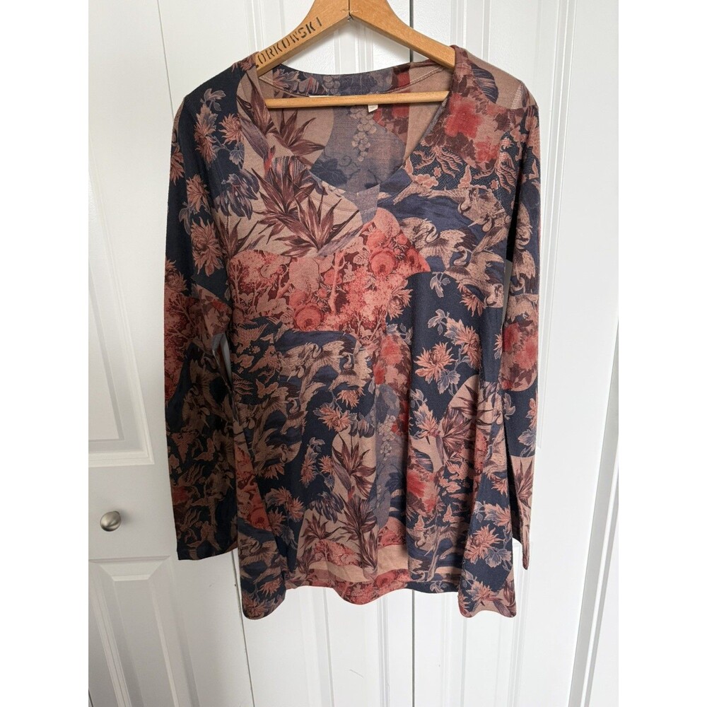 Soft Surroundings Womens Small Millie Tunic Blouse Top Floral Boho Hippie